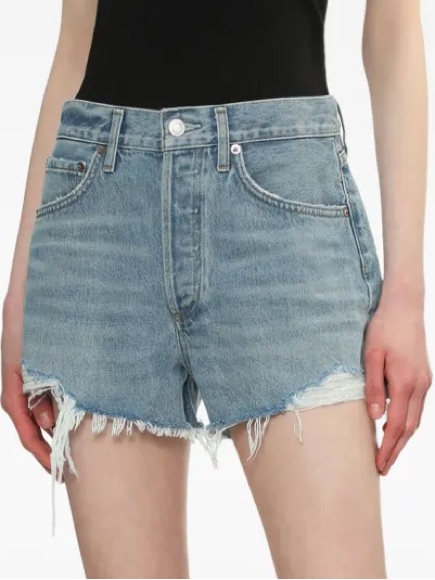 Agolde 90’s Denim Cut Off Shorts Distressed High Rise Grunge Blue Size 26